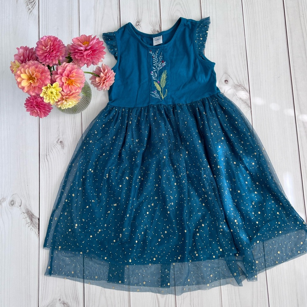 Hanna Andersson Teal Elsa Sparkle Dress